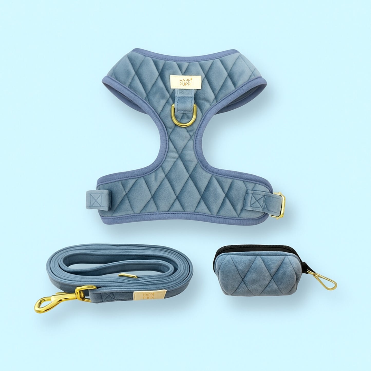 Arnés, Leash y Poop Bag - Azul